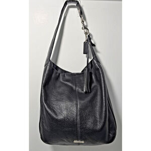 Coach Park Avery F23309 Hobo Slouchy Shoulder Bag Pebbled Leather Black Tassel